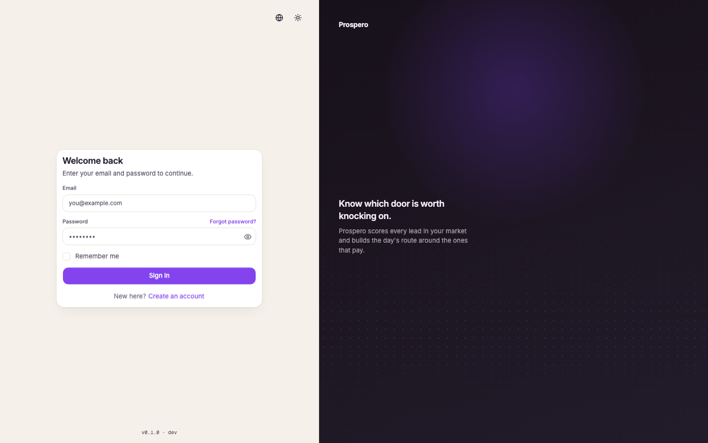 The sign-in page with Email, Password, and Sign In