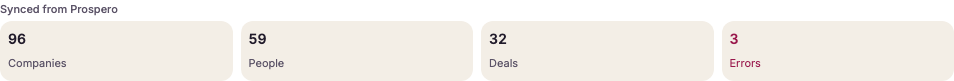 The HubSpot record counts on Integrations, with failed records called out